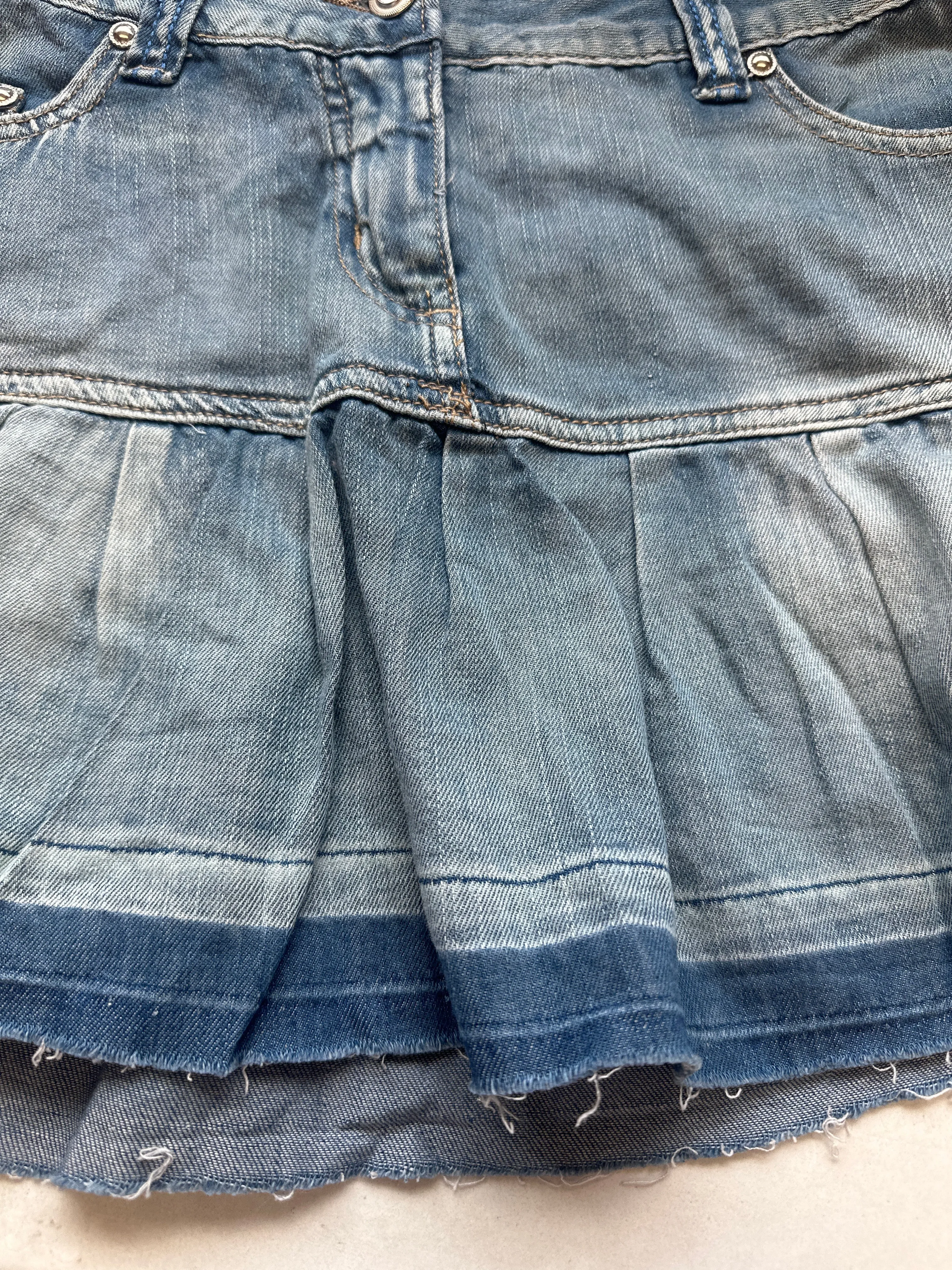 00's pleated denim mini skirt