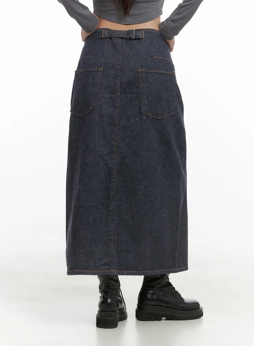 A-Line Denim Maxi Skirt CS405