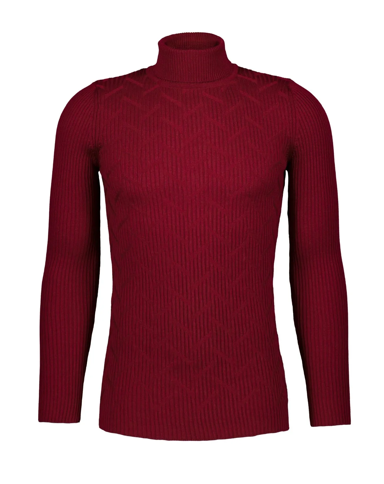 Abstract Knit Turtleneck Sweater - Red