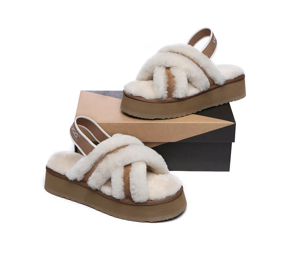 AUSTRALIAN SHEPHERD® UGG Women Crossover Platform Fluffy Slides Aditi