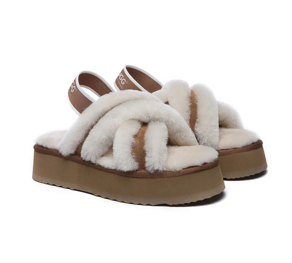 AUSTRALIAN SHEPHERD® UGG Women Crossover Platform Fluffy Slides Aditi