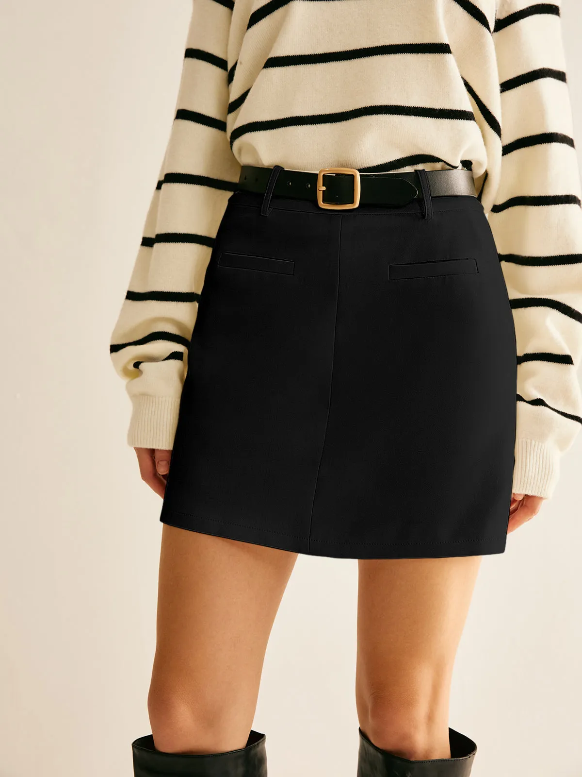 Back Zipper A Line Skirt Without Belt