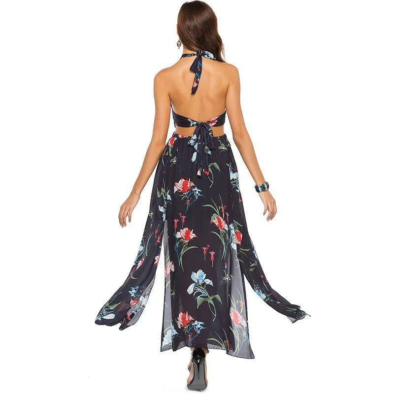 Backless Floral Long Dress