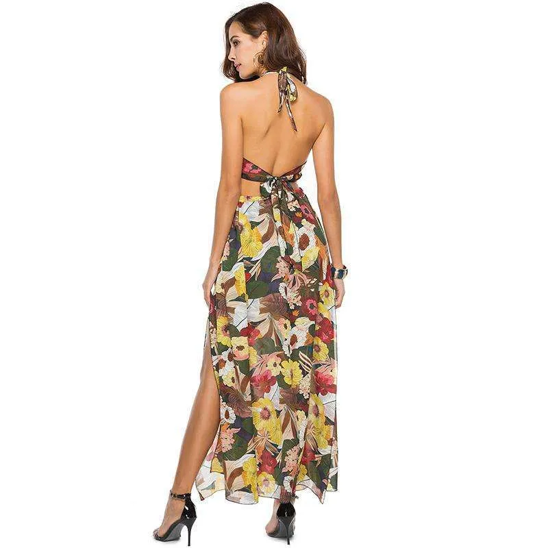 Backless Floral Long Dress