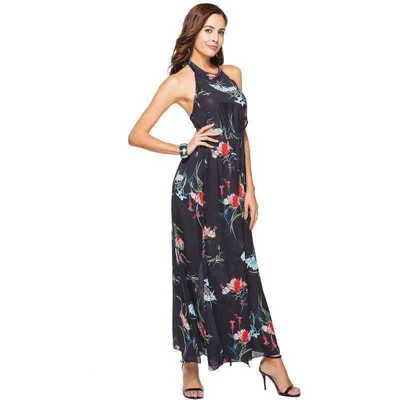 Backless Floral Long Dress