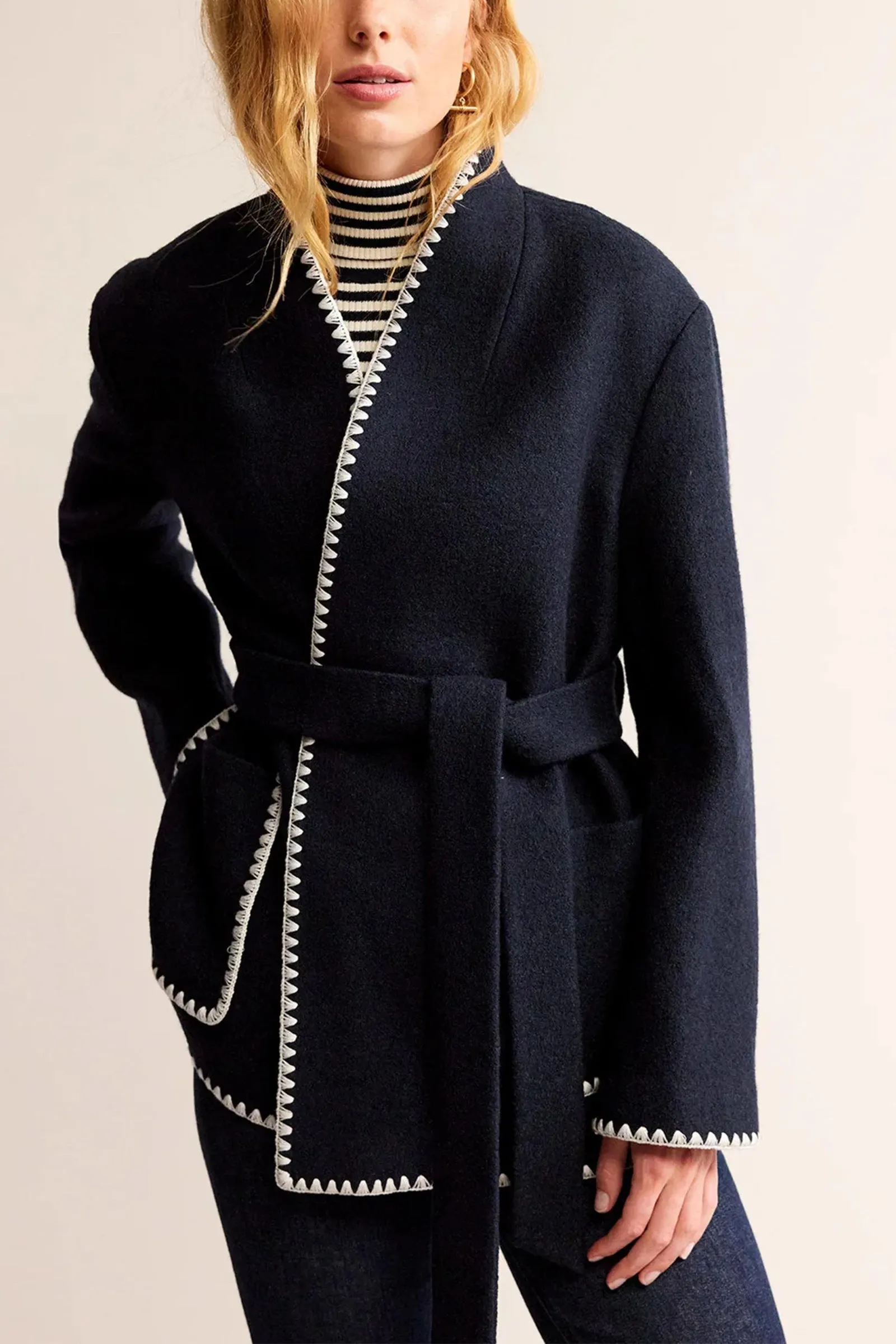 Belted Short Wrap Coat