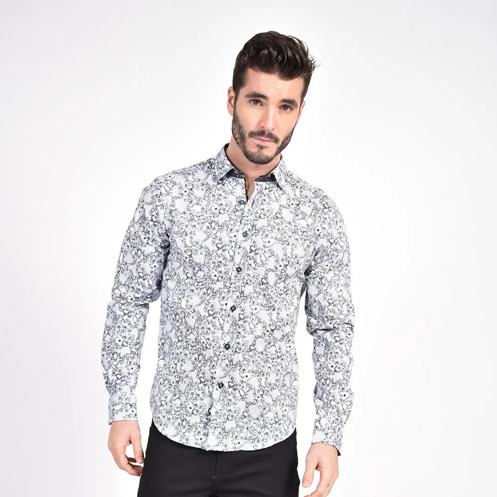 Black French Baroque Button Down Shirt