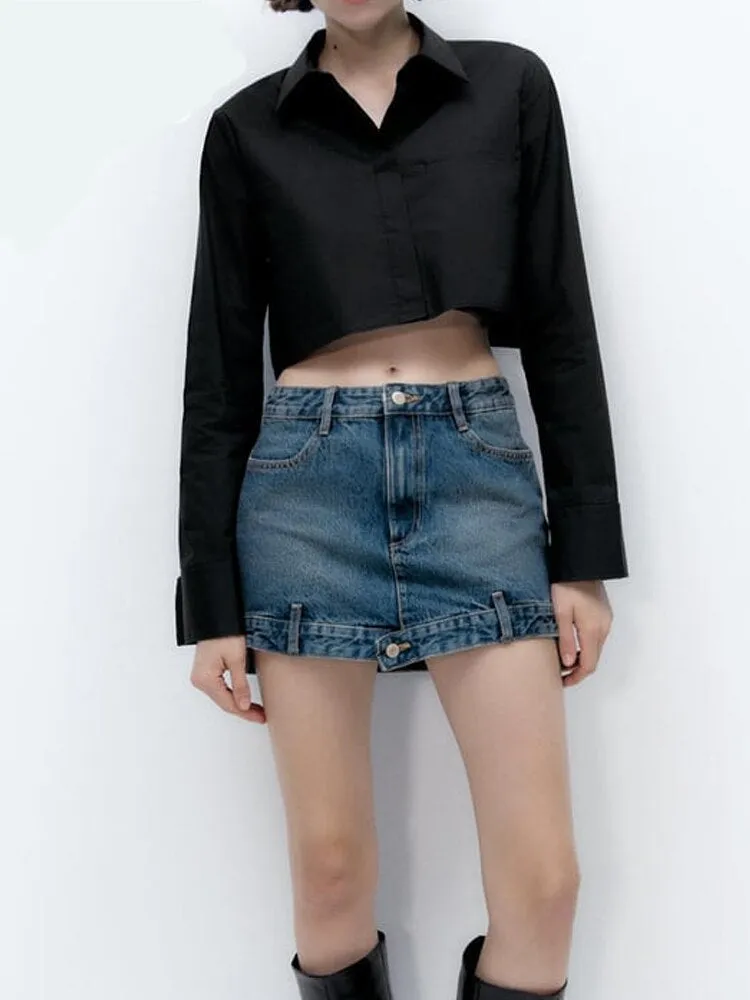 Blue Denim Skirts Woman High Waist Mini Skirt Women Streetwear Short Women's Skirts  Casual Jean Skirt