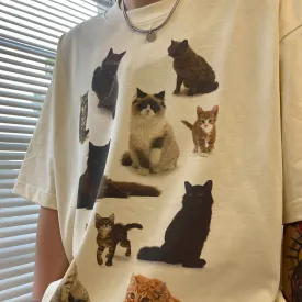 Cat Print Aesthetic T-Shirt