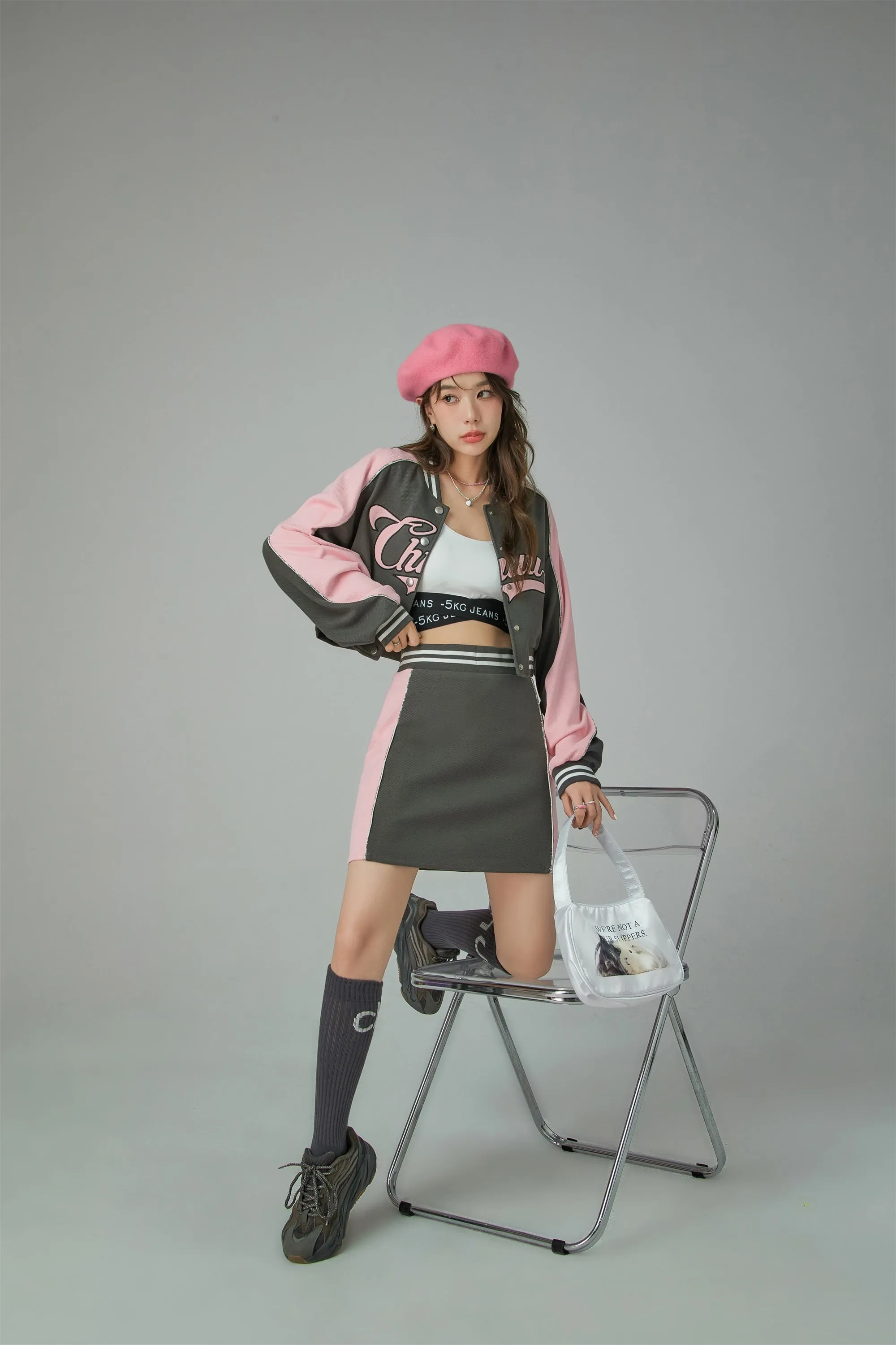 Chuu Fashion Two-Toned High Waist Skirt