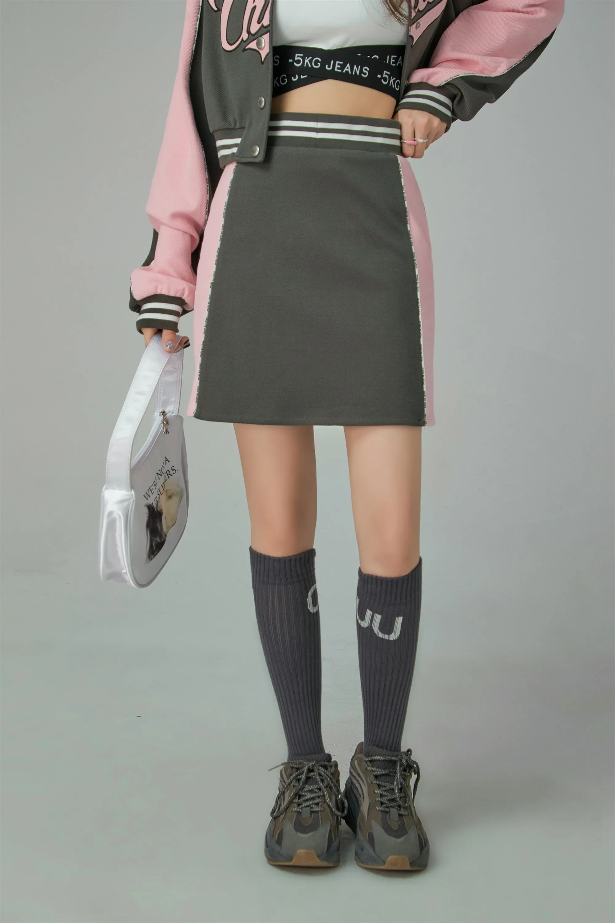 Chuu Fashion Two-Toned High Waist Skirt