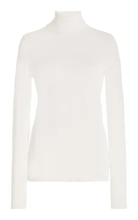 Costa Knit Turtleneck in Ivory Cashmere Silk