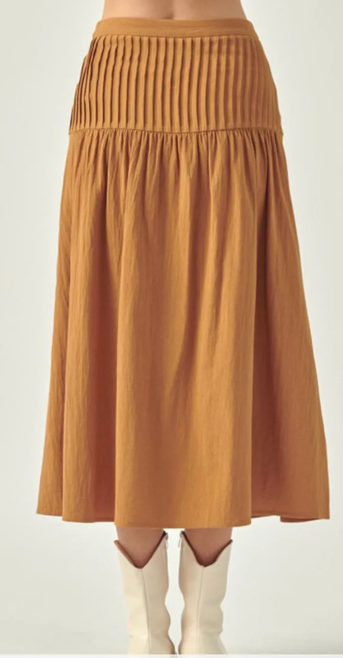 Cotton Pleated Maxi Skirt