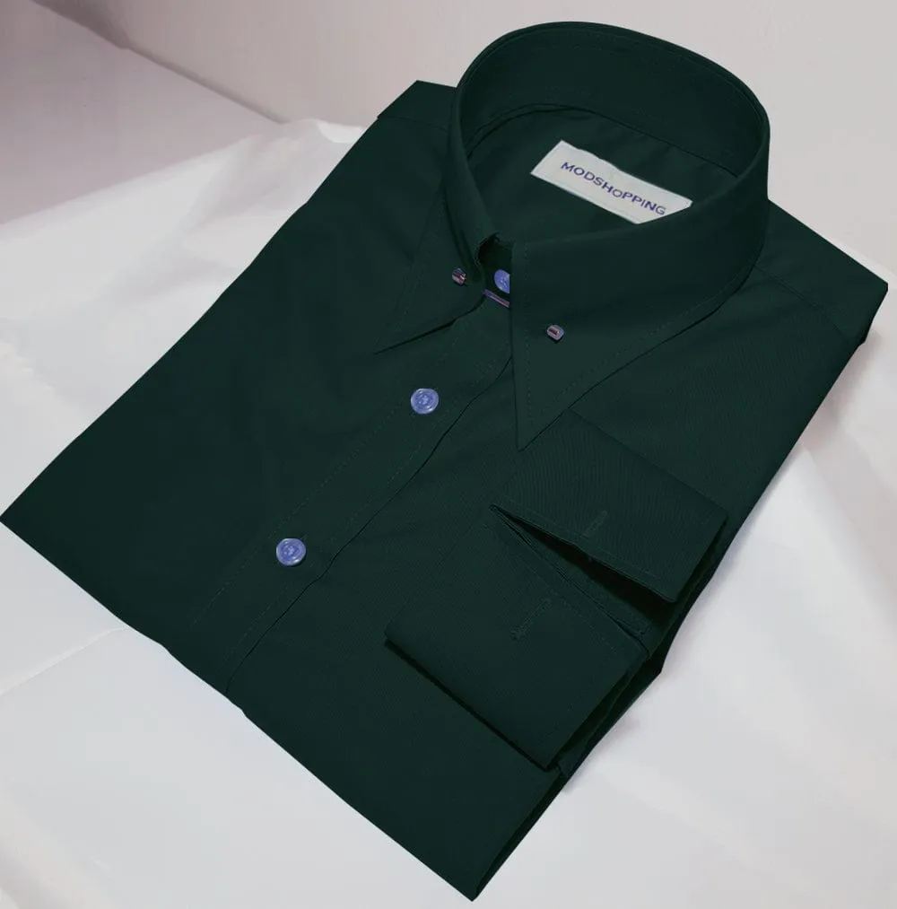 Dark Green Pin Collar Shirt