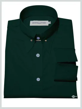 Dark Green Pin Collar Shirt