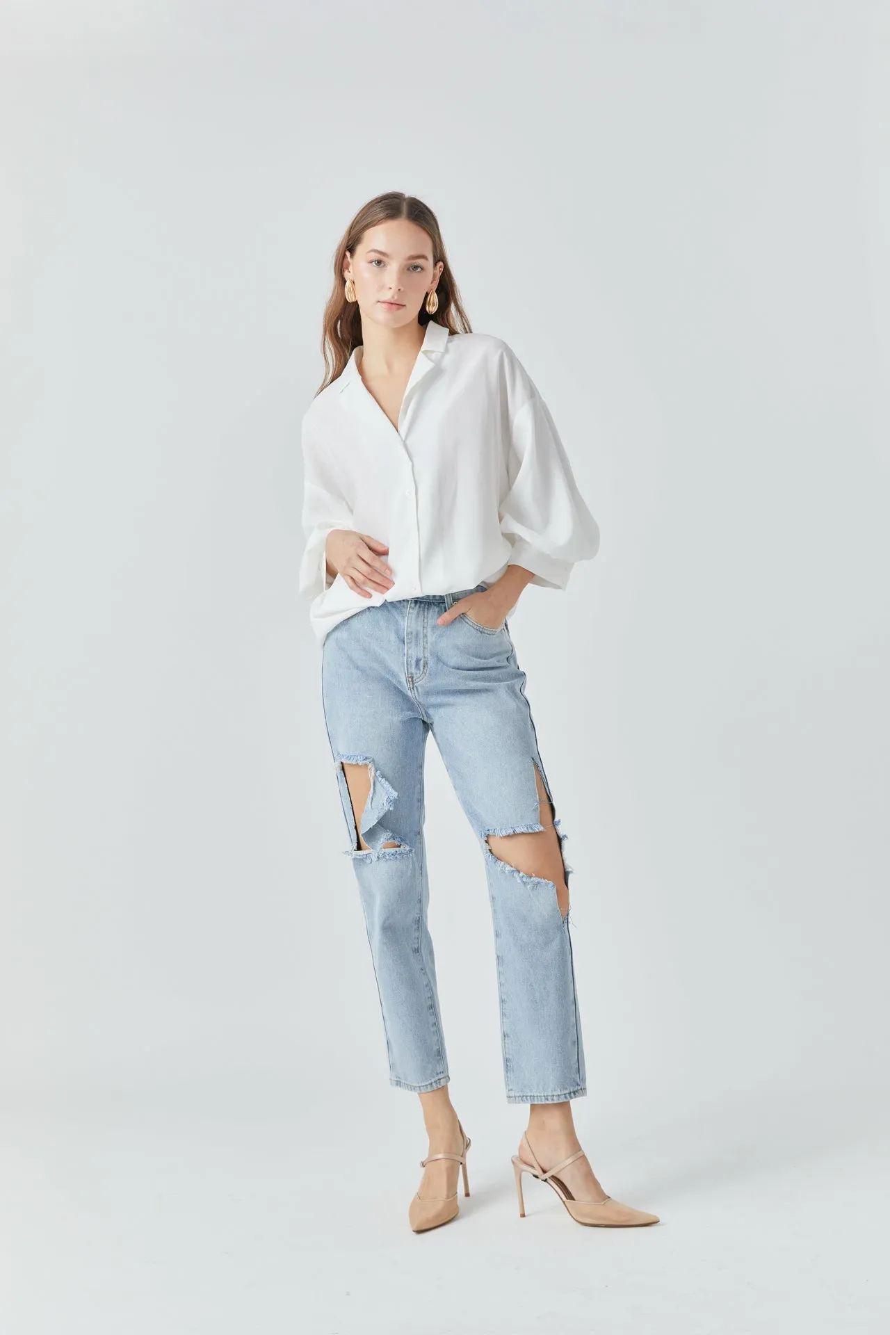 Destroyed High Waisted Skinny Jeans