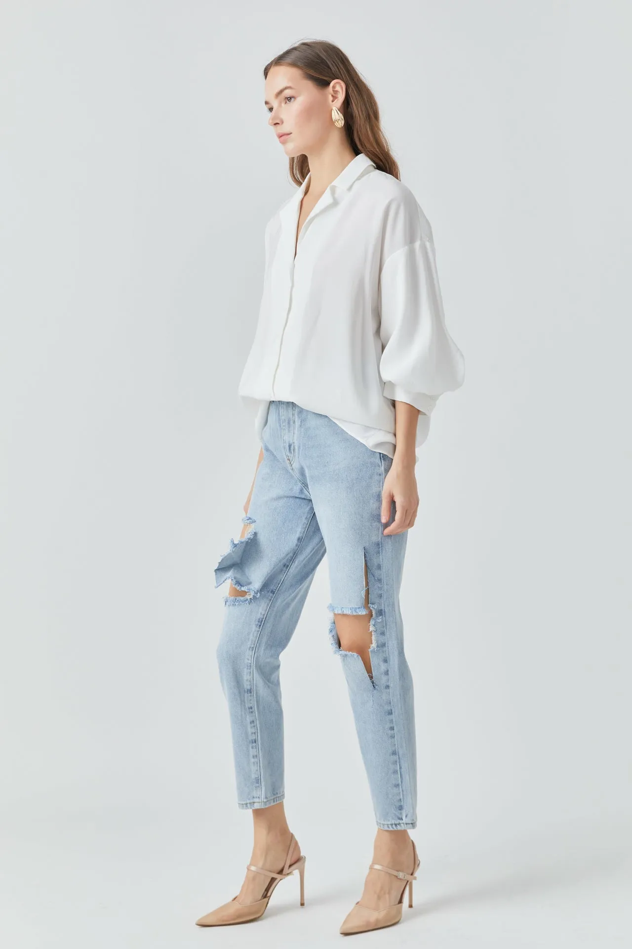 Destroyed High Waisted Skinny Jeans