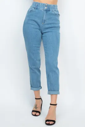 Double Button High-waisted Jeans