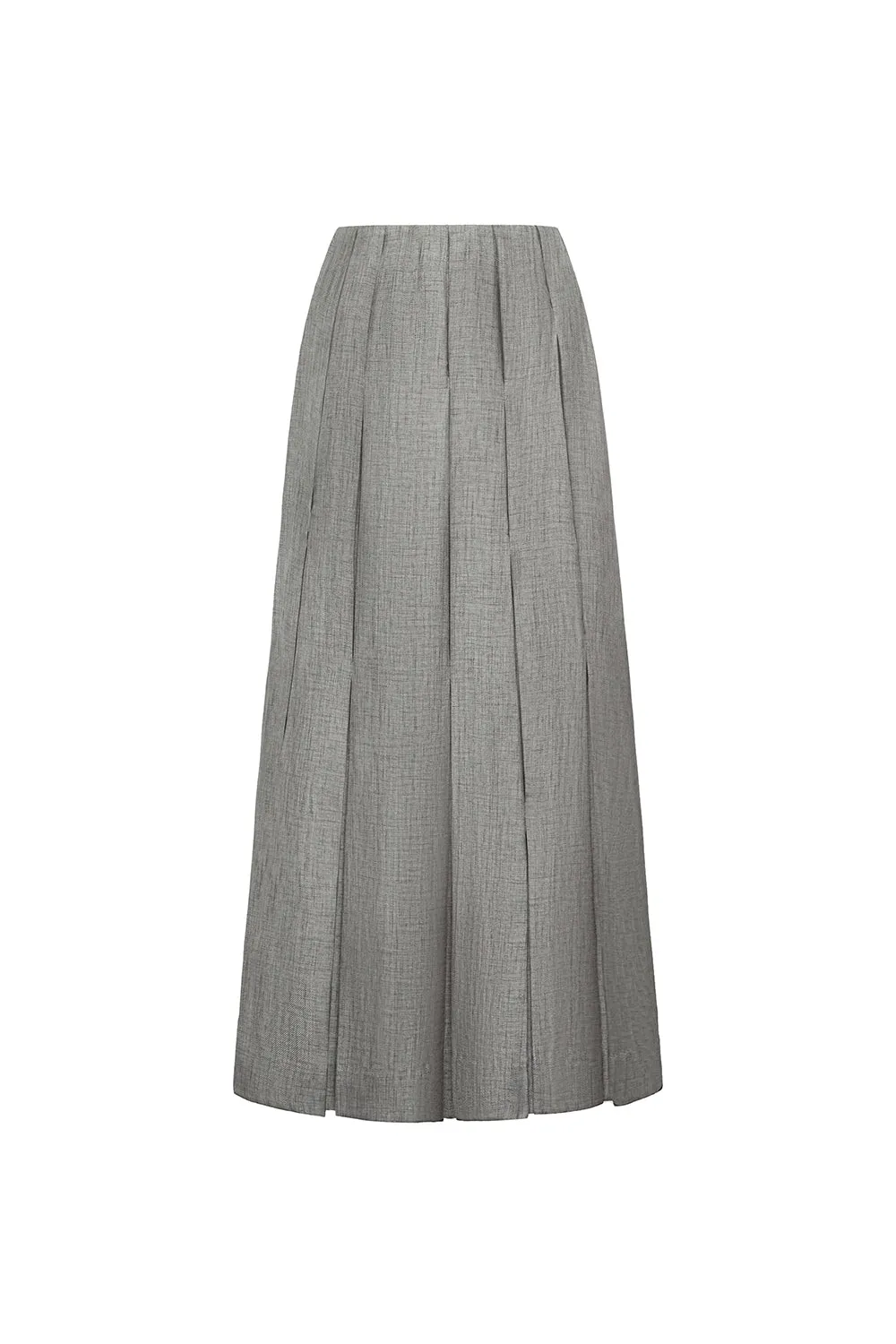 Elora Pleated Basic Tweed Ankle Length Skirt