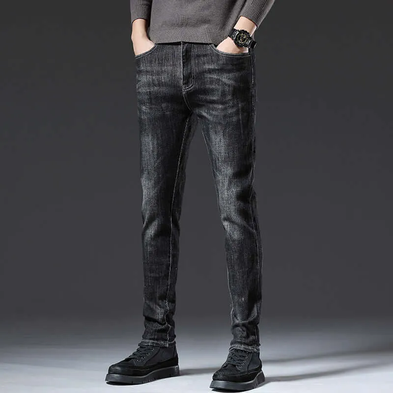 Fashion Trend All Seasons Men's Jeans new loose straight thick section Slim stretch trousers