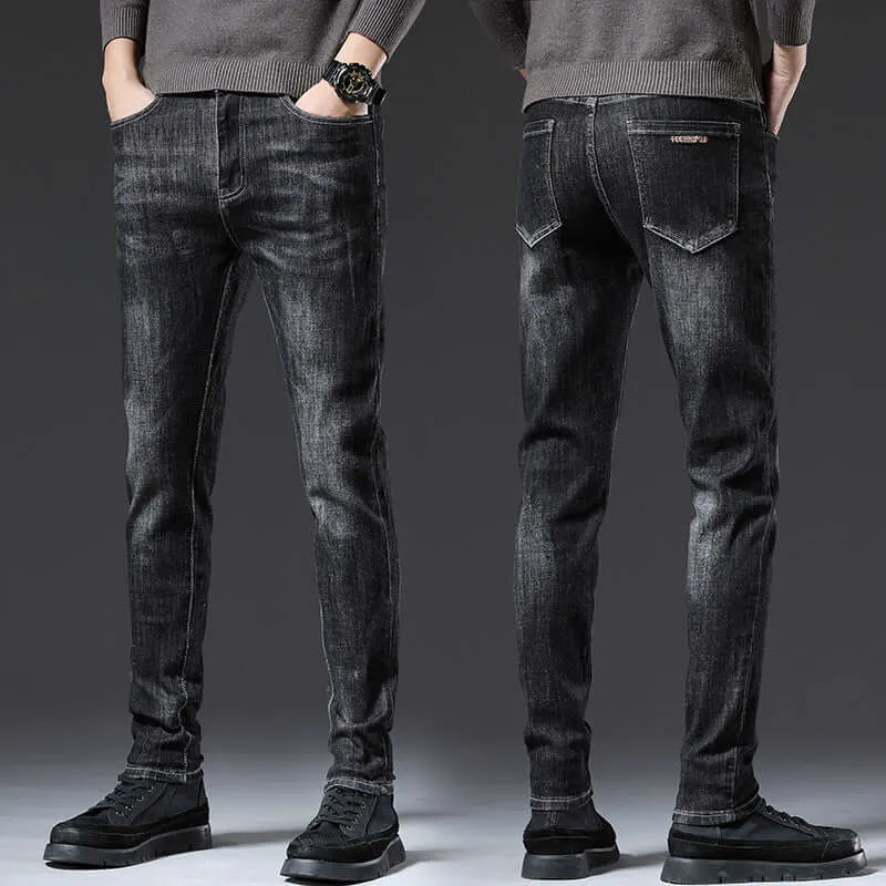 Fashion Trend All Seasons Men's Jeans new loose straight thick section Slim stretch trousers