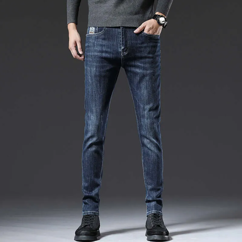 Fashion Trend All Seasons Men's Jeans new loose straight thick section Slim stretch trousers