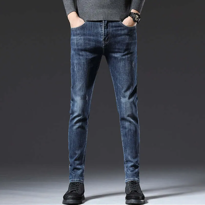 Fashion Trend All Seasons Men's Jeans new loose straight thick section Slim stretch trousers