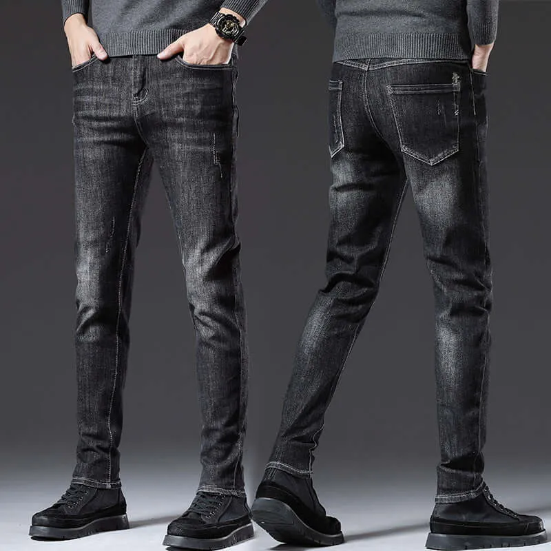 Fashion Trend All Seasons Men's Jeans new loose straight thick section Slim stretch trousers