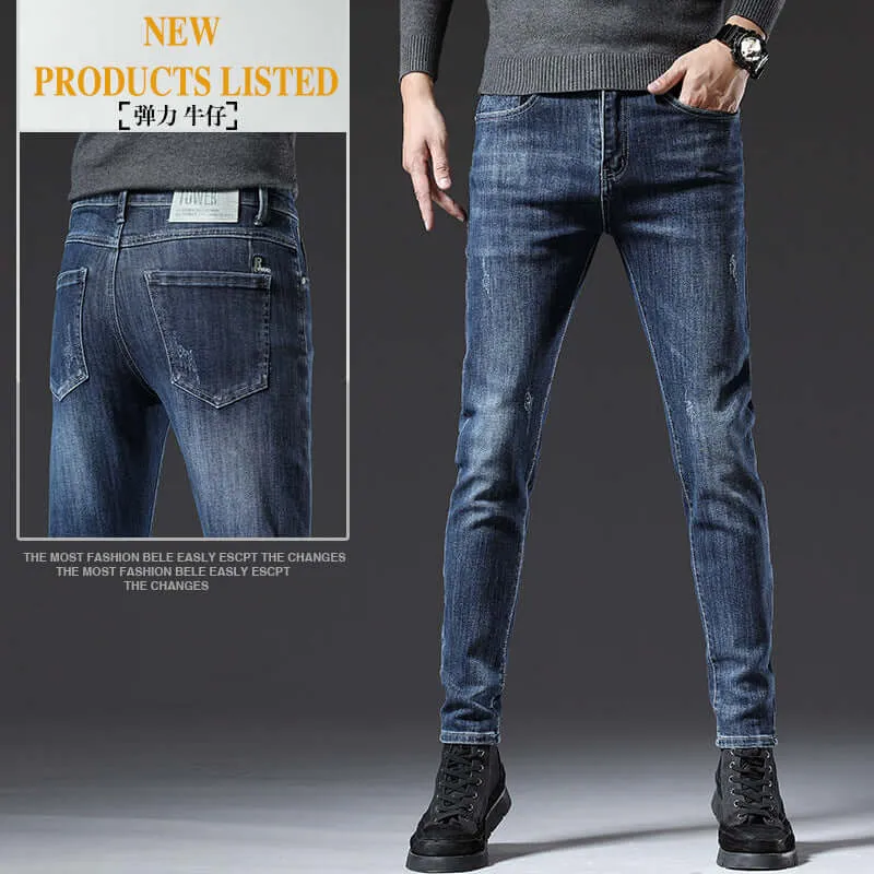 Fashion Trend All Seasons Men's Jeans new loose straight thick section Slim stretch trousers