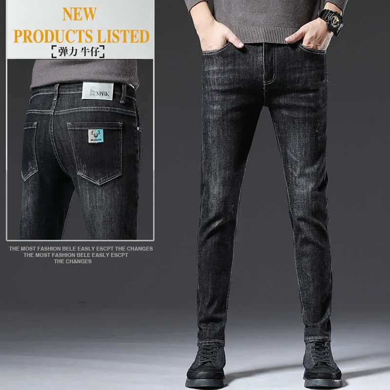 Fashion Trend All Seasons Men's Jeans new loose straight thick section Slim stretch trousers