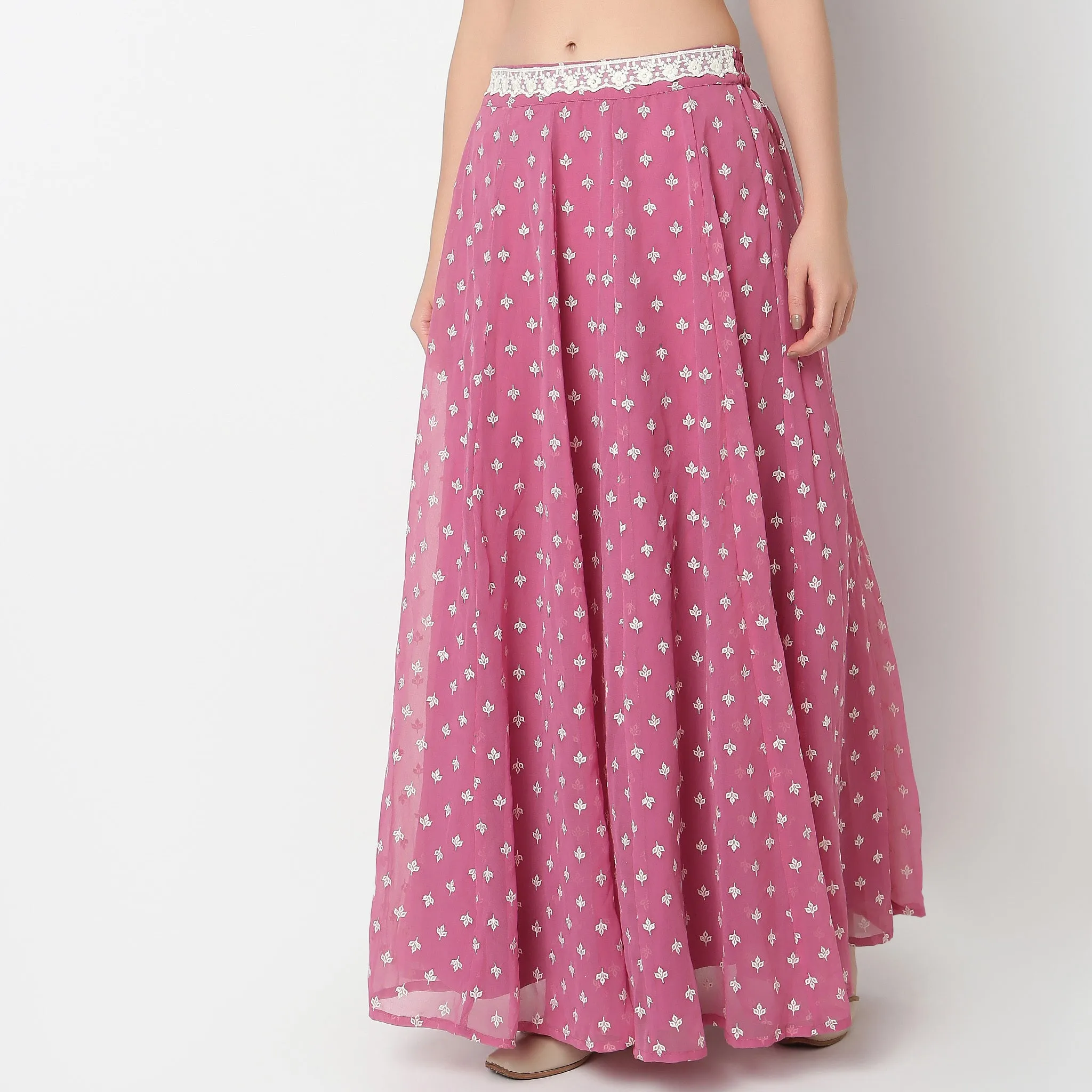 Flare Fit Printed A-Line Skirt