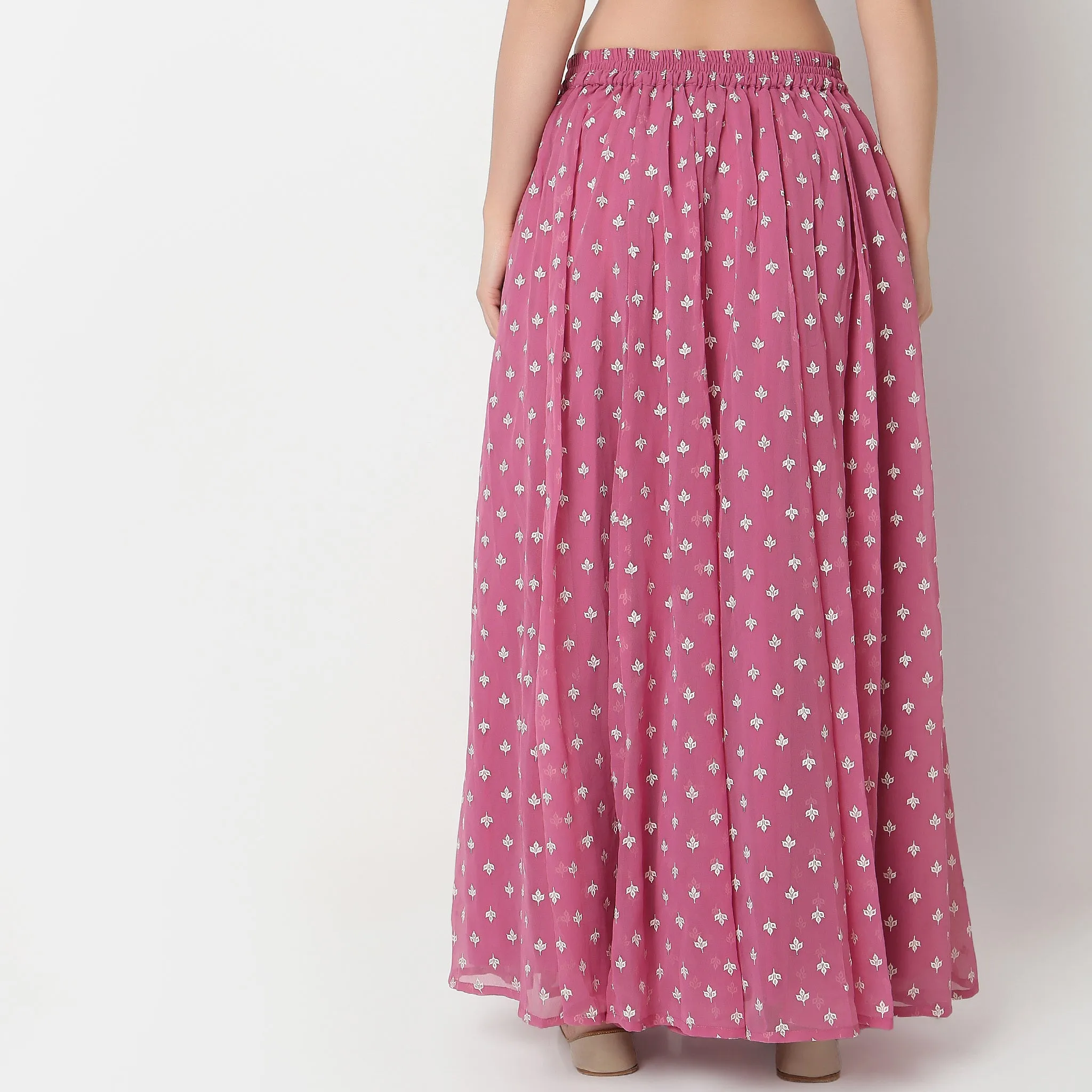 Flare Fit Printed A-Line Skirt