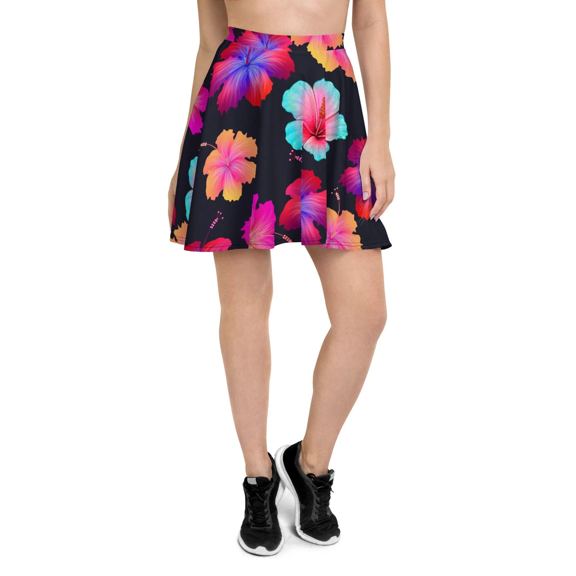 FLORAL BLACK SKATER SKIRT