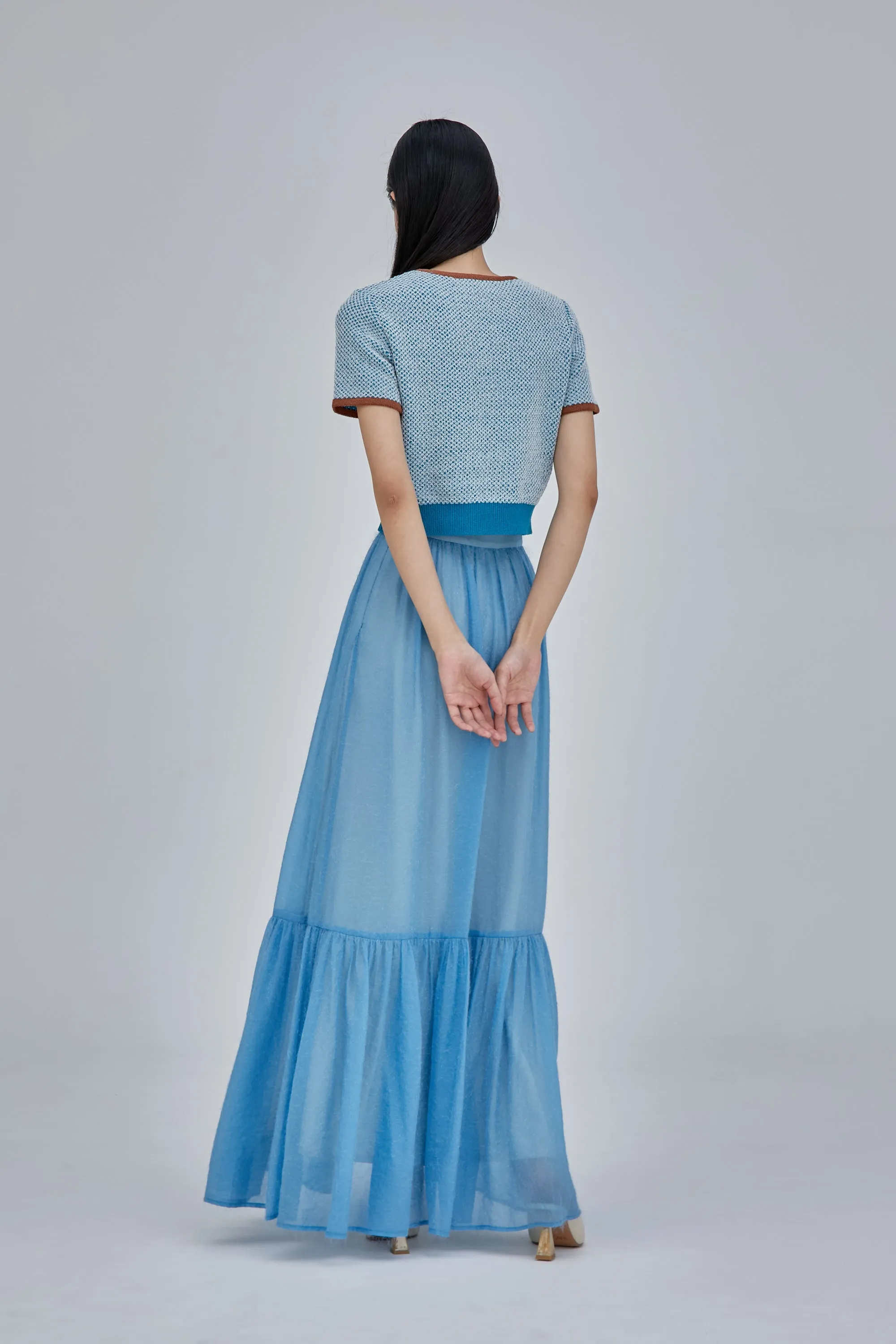 Fluffy jacquard skirt (Light blue)