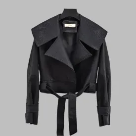 Gigi - Leather Wrap Crop Jacket