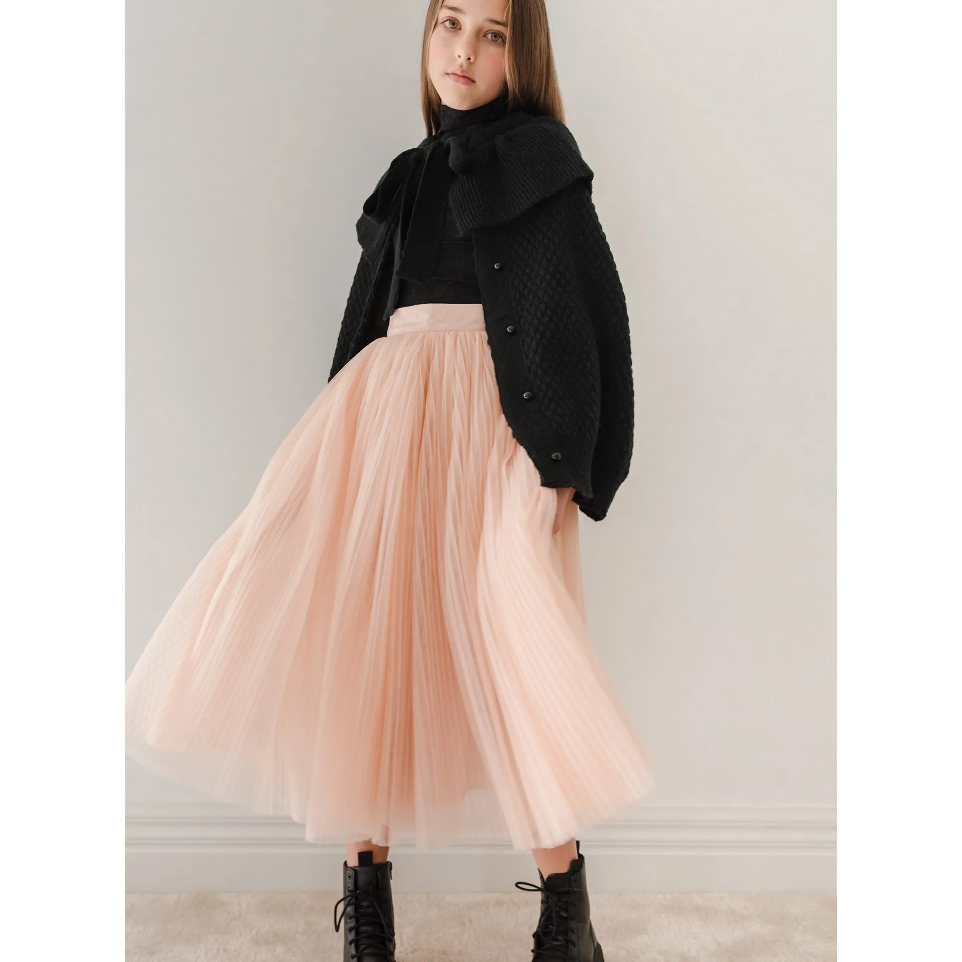 Gold Label By Petite Amalie Antique Rose Pleated Tulle Full Skirt