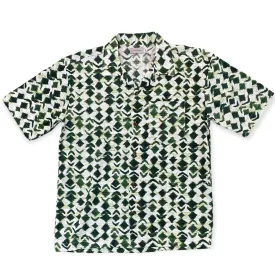 Good Shirt Short Sleeve Open Collar Shirt - Green Abstract