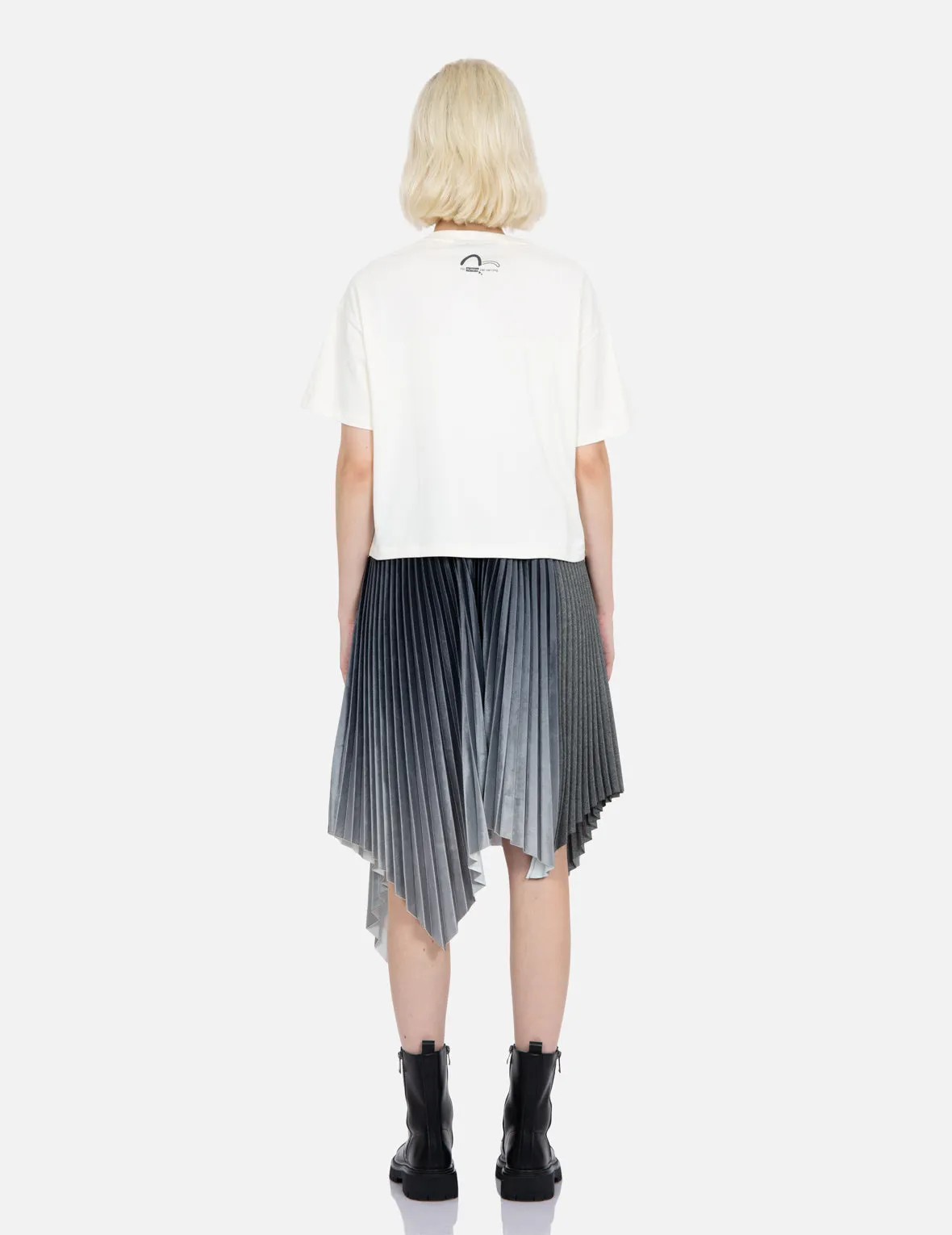 Gradiant Asymmetric Pleated Skirt