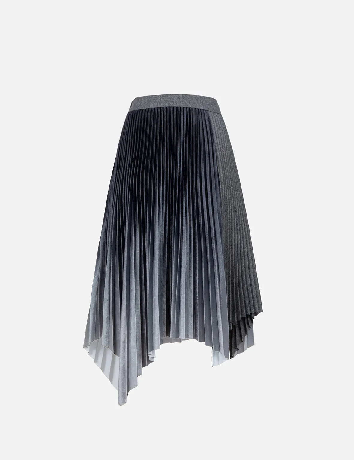 Gradiant Asymmetric Pleated Skirt