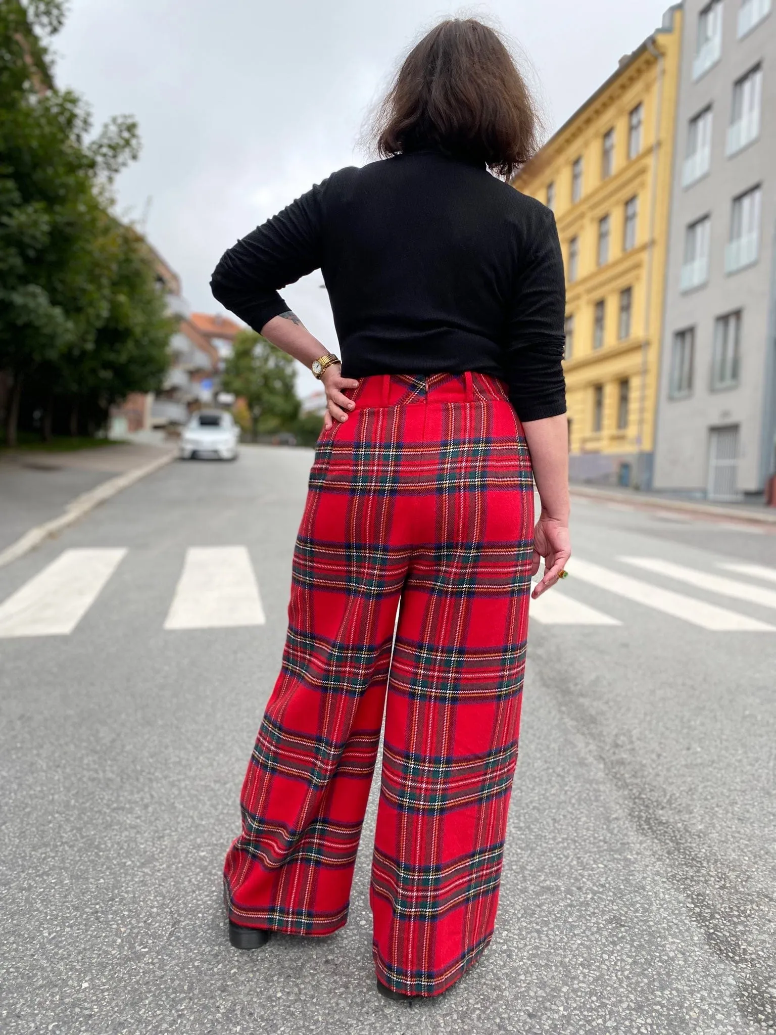 Hepburn Pants - bukse med høyt liv - tartan