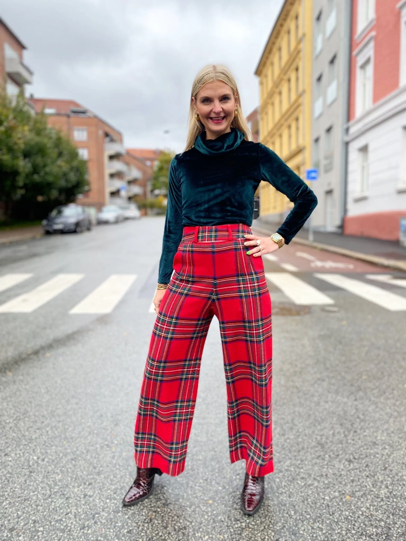 Hepburn Pants - bukse med høyt liv - tartan