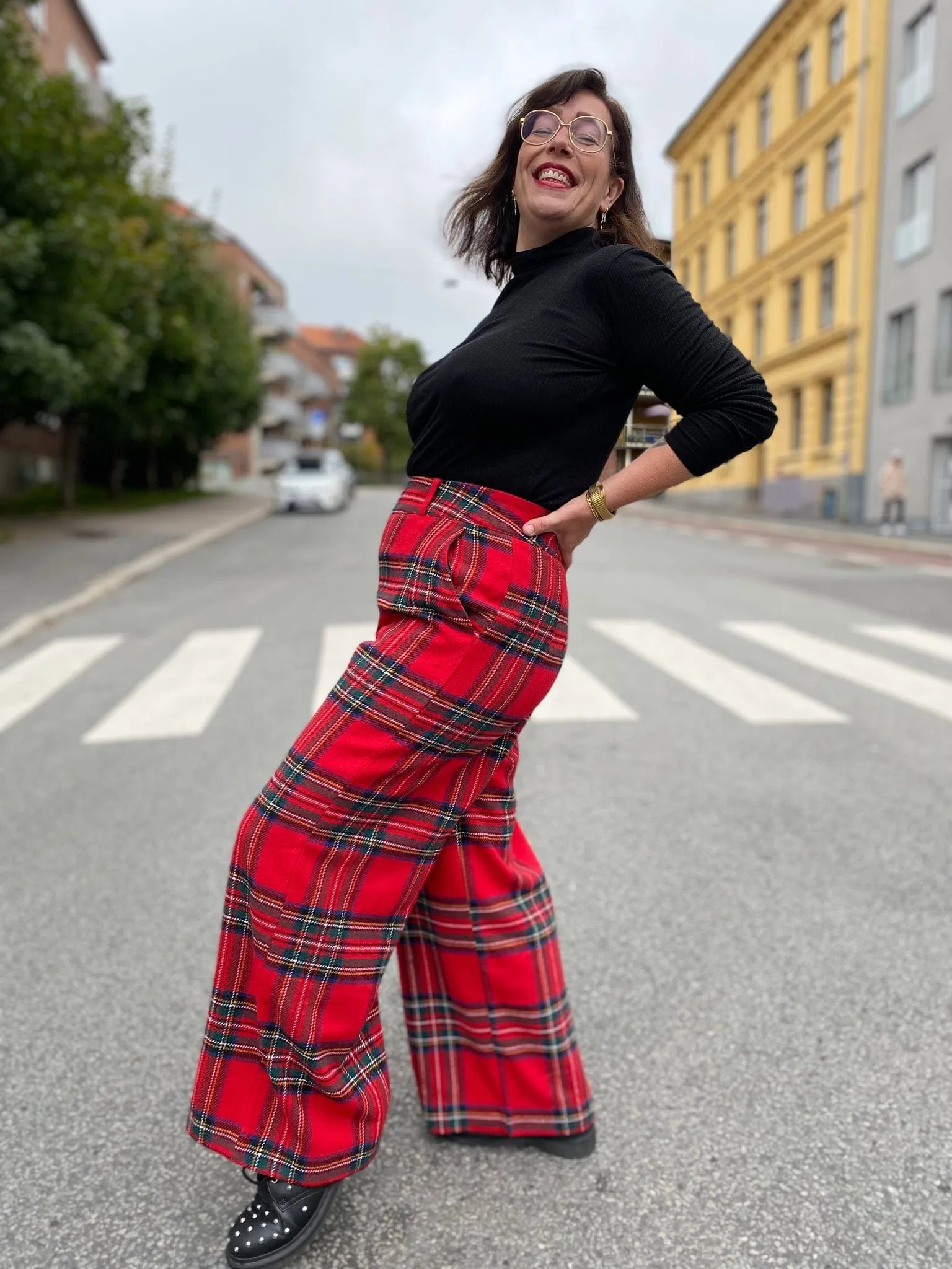 Hepburn Pants - bukse med høyt liv - tartan