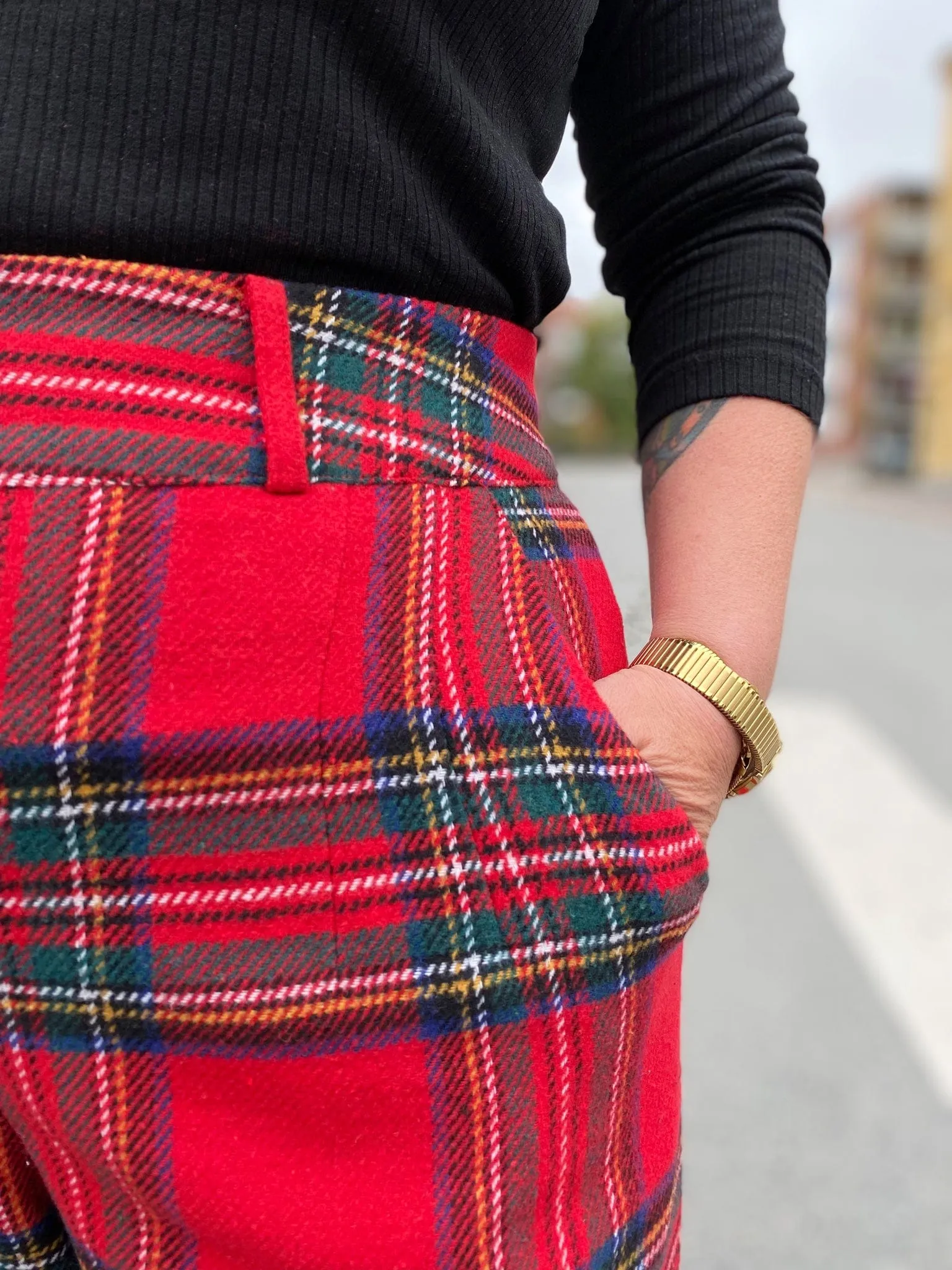 Hepburn Pants - bukse med høyt liv - tartan