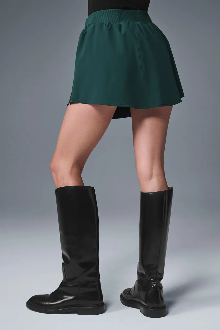 High-Waist Elevation Mini Skirt - Midnight Green