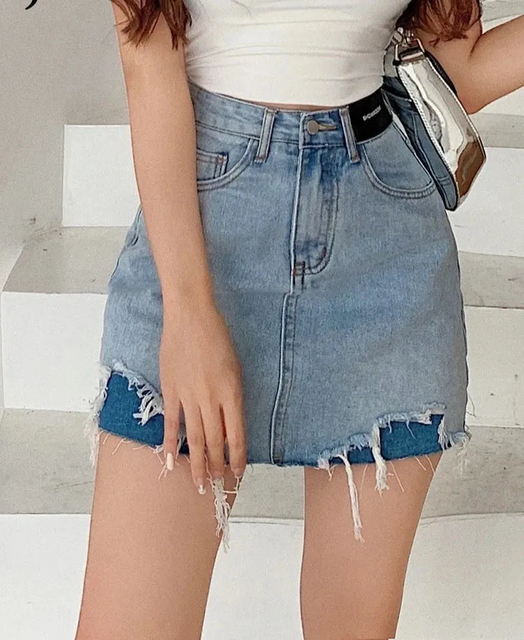 Irregular High Waist Fashion Female Skirts Slim Tight Hip Vintage Summer Women's Skirts Chic Office Ladies Jean Skirt