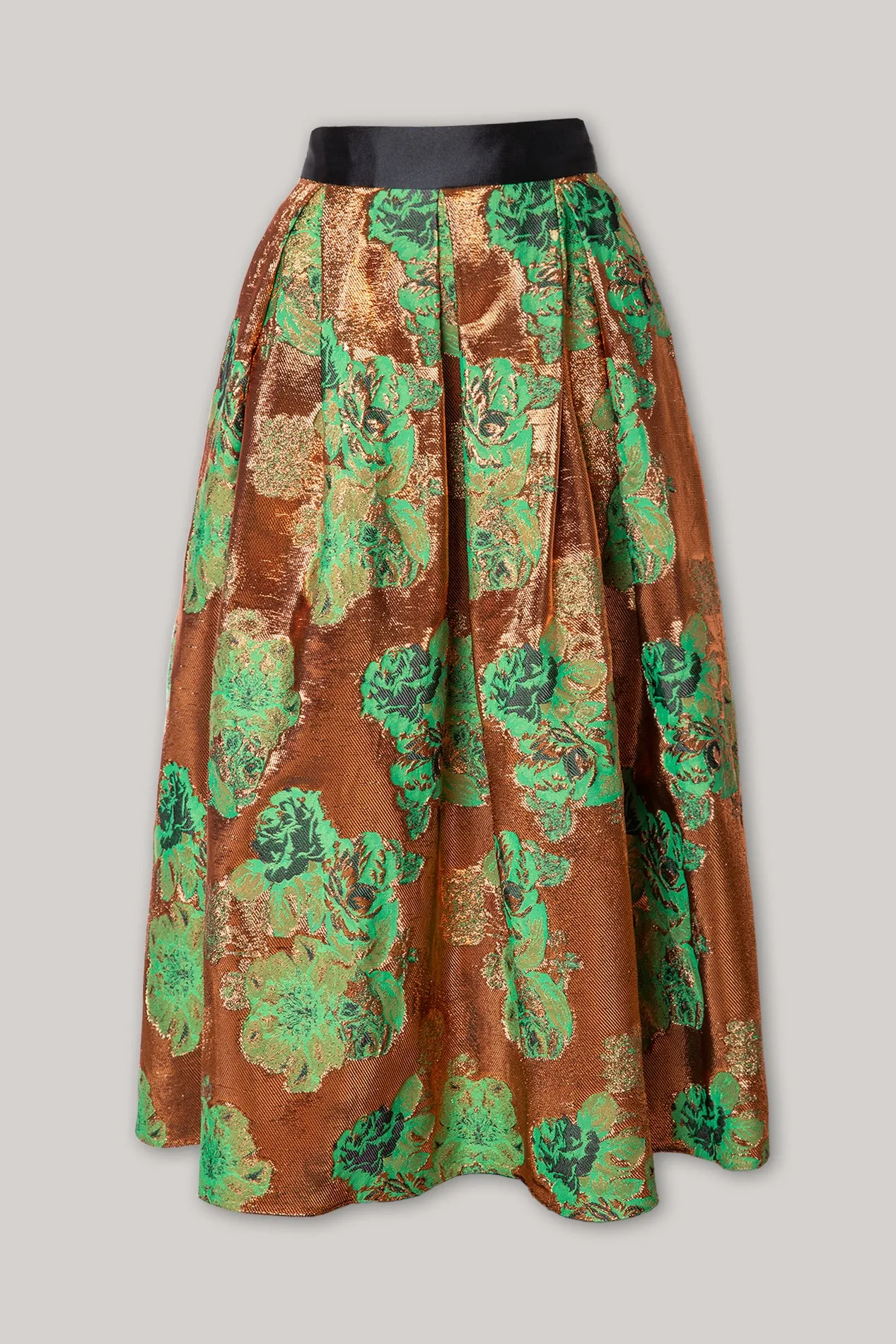 Jasmine Flower Brocade Skirt In Bronze