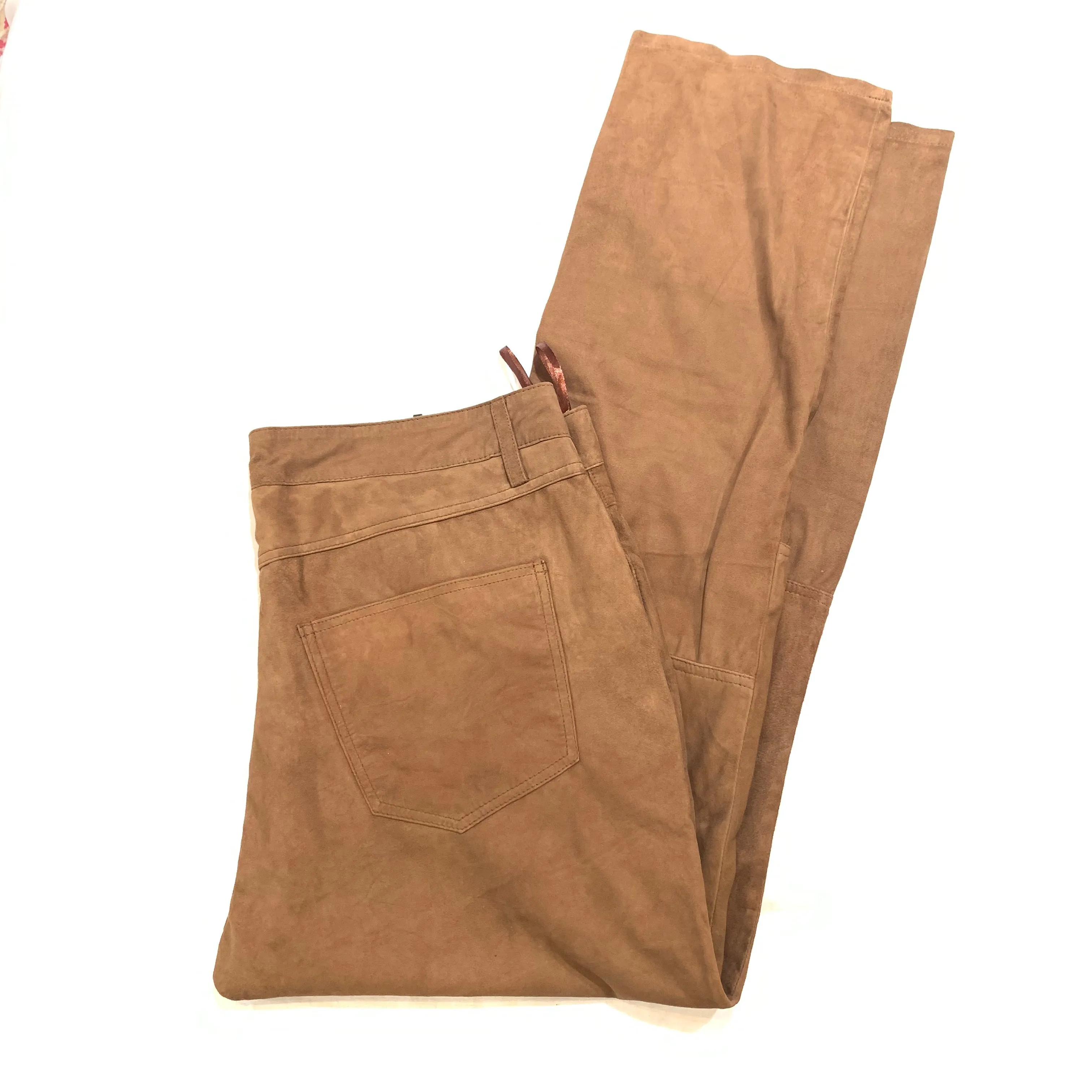 Kashani Men's Cognac Suede Straight Cut Pants