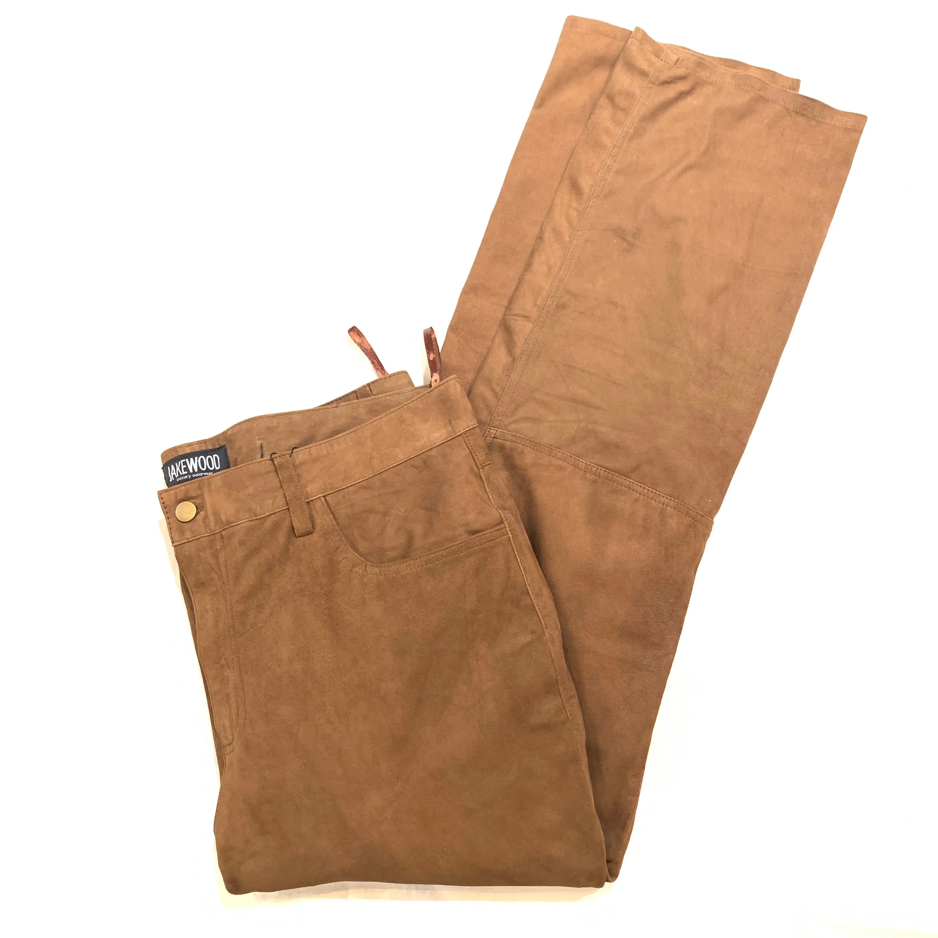 Kashani Men's Cognac Suede Straight Cut Pants