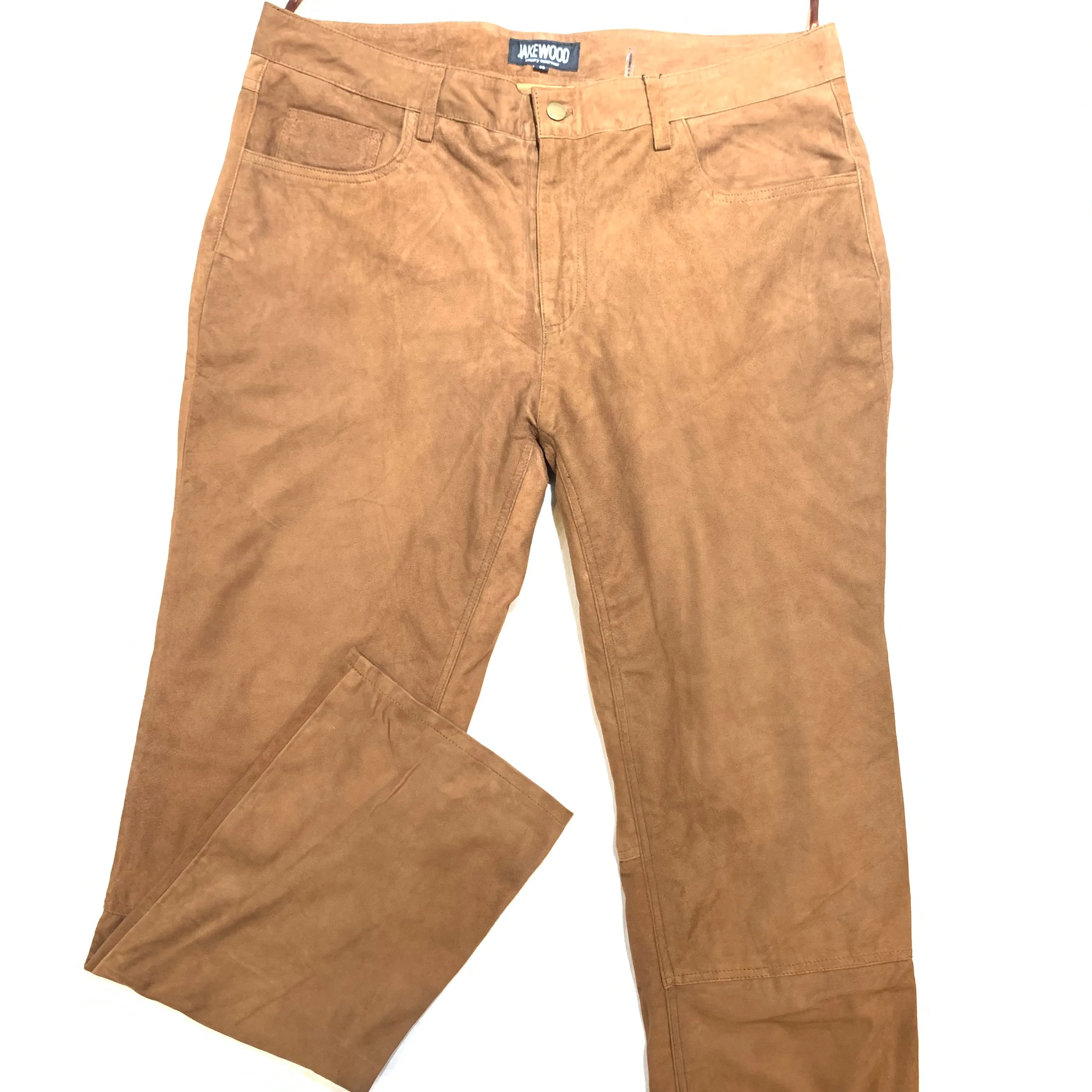 Kashani Men's Cognac Suede Straight Cut Pants