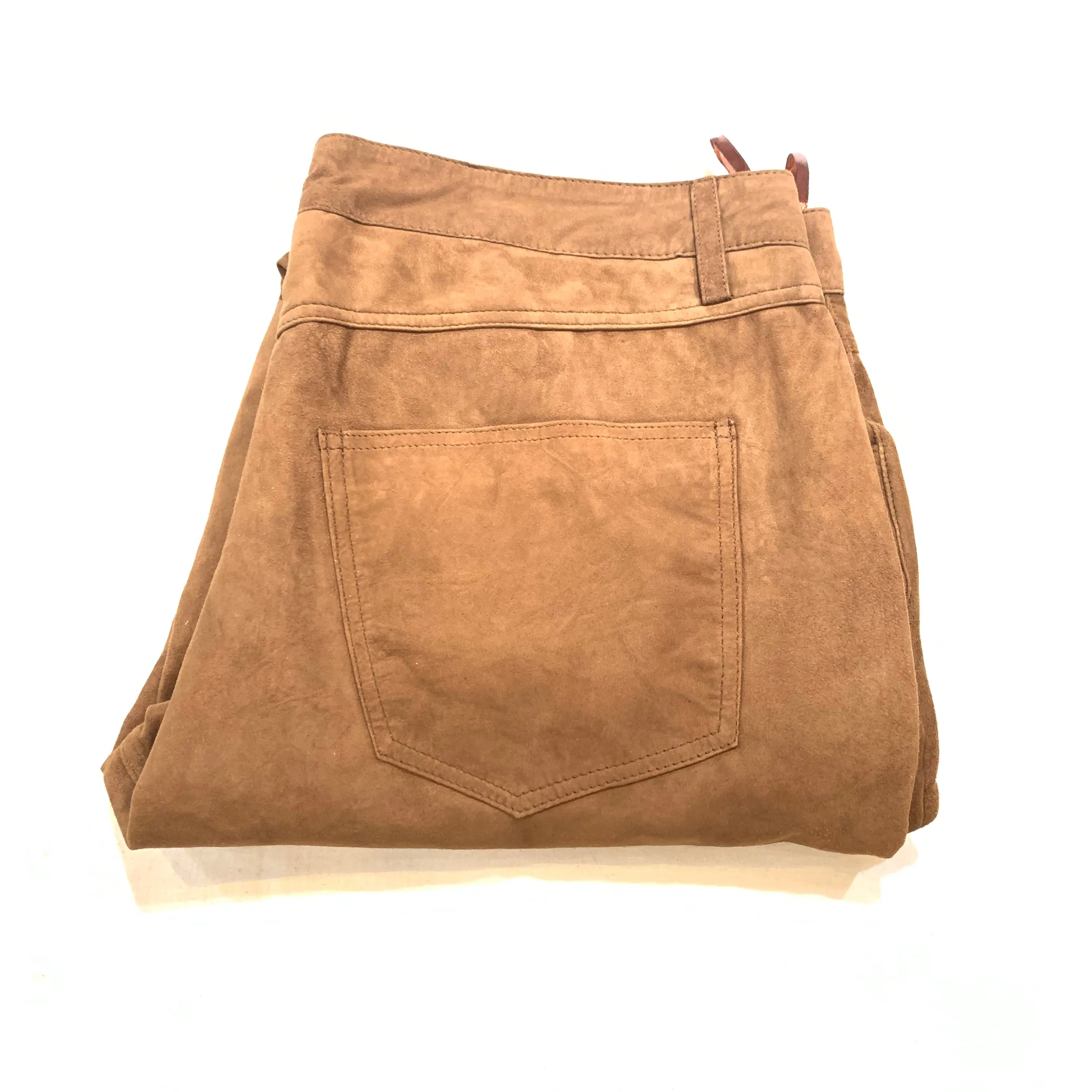 Kashani Men's Cognac Suede Straight Cut Pants